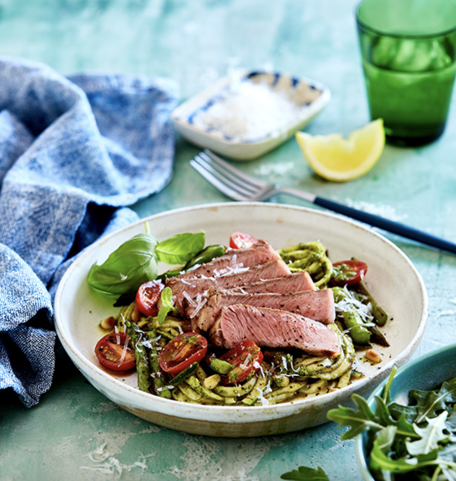 Veal Medallion with Pesto Zucchini Noodles